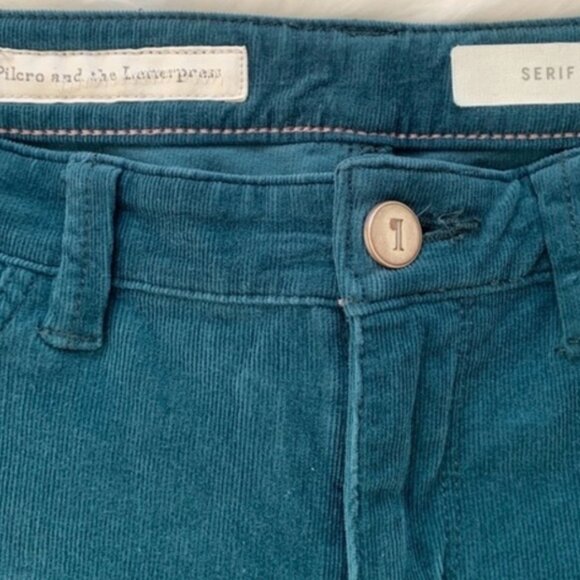 Anthropologie Pilcro and the Letterpress Corduroy Pants in Teal Blue Size 28 - Picture 12 of 15